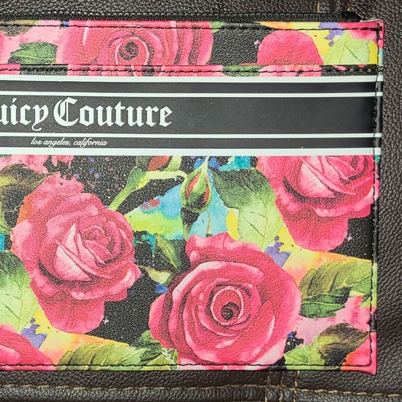 JUICY COUTURE FLORAL ROSES ROSE CLUTCH WRISTLET POUCH TRAVEL ID WALLET BAG 🌹 - Picture 6 of 16